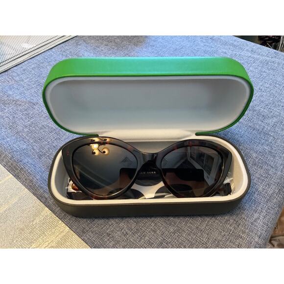 KATE SPADE MARLAH CAT EYE TORTOISE SHELL FRAME SUNGLASSES $175 MSRP - Picture 2 of 14